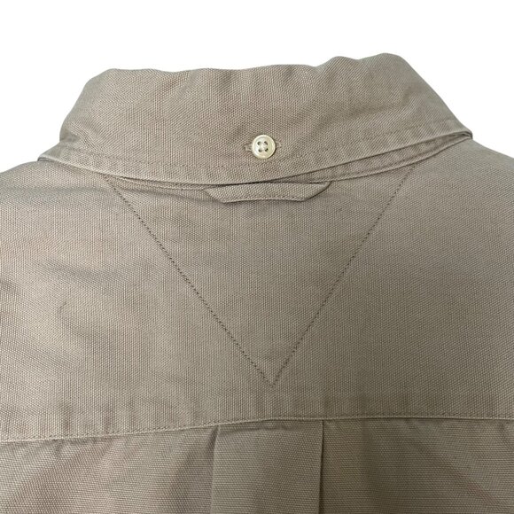 Tommy Hilfiger Mens Med Khaki Long Sleeve Button Down Shirt Crest Logo Cotton - Picture 6 of 11